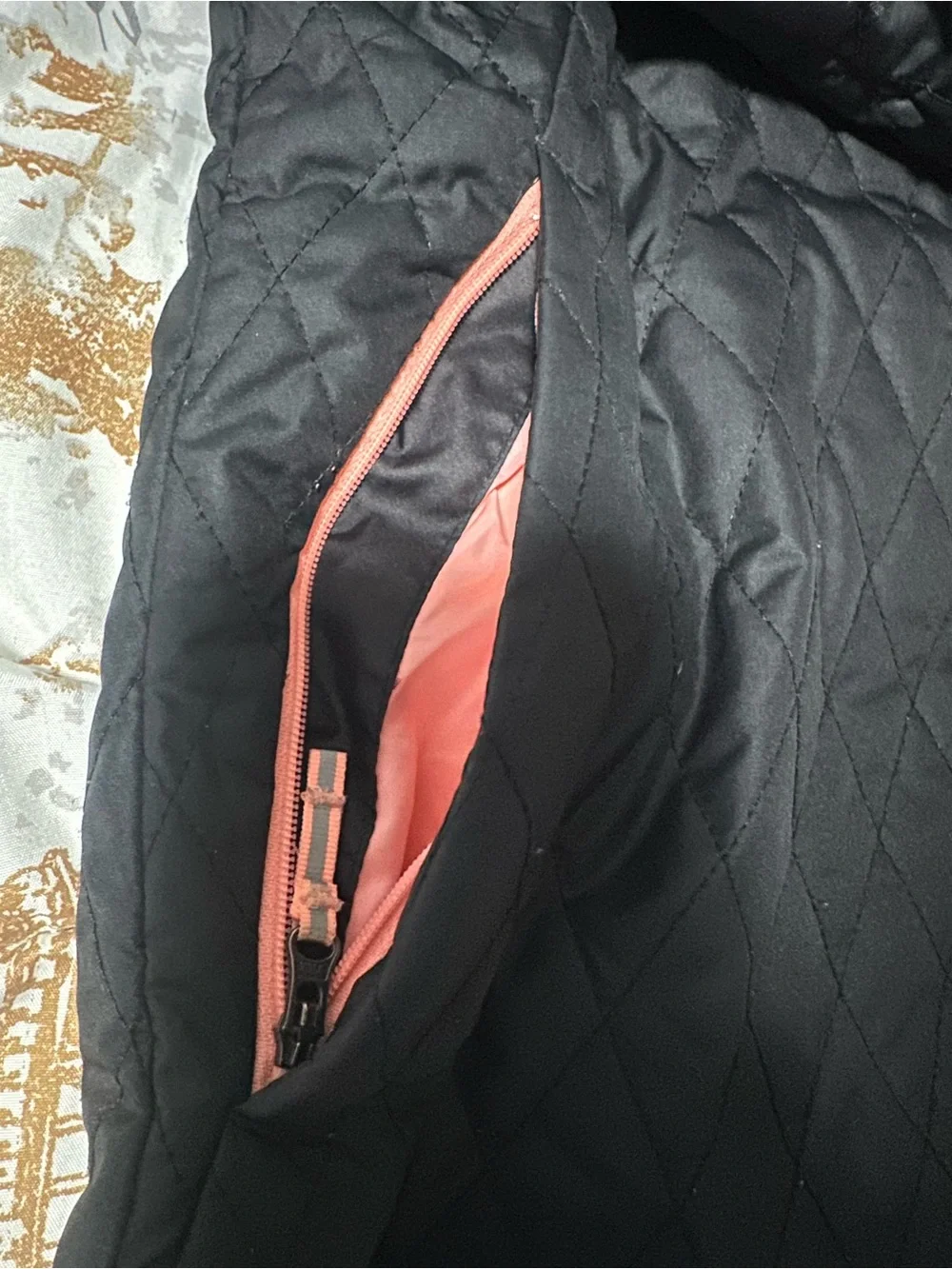Columbia Black Quilted Jacket with Coral Accents - Picture 2 of 5